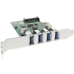 INLINE Schnittstellenkarte, 4x USB-A, USB 3,2 Gen,1, PCIe, inkl, LP Slotblech