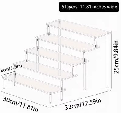 Inspire Picks Acrylic Stepped Perfume Display Rack Multi Tier Cosmetic & Vanity Organizer transparent 5layers