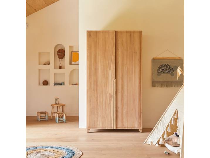 Kinderzimmerschrank Greta aus Teakholz 190 - Natur
