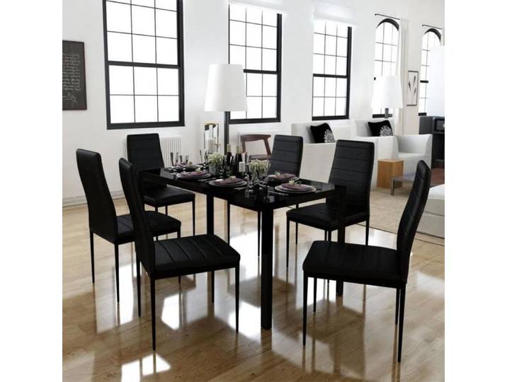 MIPAN. LOT DE 6 - SIÈGES DE MÉNAGE - CHAISE DE SALLE À MANGER - 42*48*98CM - NOIR