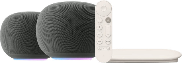 Google Home Speaker Grijs Duo Pack en Google TV Streamer 4K