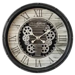 Wanduhr Uhr Wanddekoration Zeitmesser Kunststoff schwarz Zahnräder D 50,8 cm