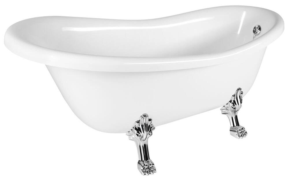 RETRO freistehende Badewanne 168x76,2x70cm, weiß, Füße Chrom