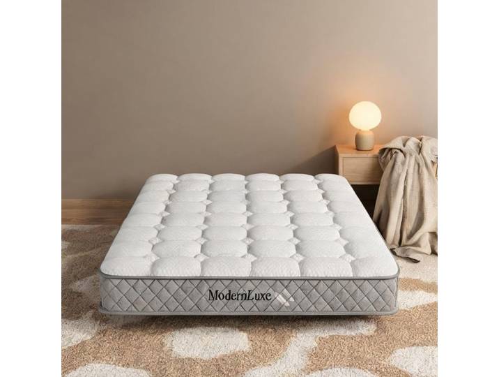 Matelas orthopédique en mousse et ressorts blanc 160x200 cm fermeté équilibrée 7 zones