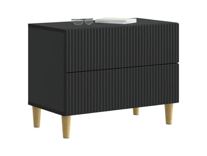 KTHLBRH Nachttisch aus technischem Holz, schwarz, 62 x 34,5 x 48 cm Kompaktes Design, elegante braune Beine, resistent gegen Verformung und Feuchtigkeit, für Schlafzimmer