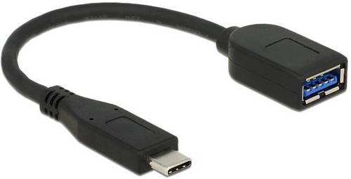 Delock USB-C Kabel USB-C Stecker, USB-A Buchse 0.10m Schwarz 65684