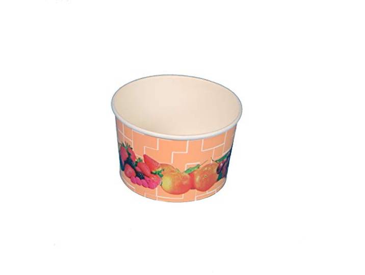 Pro DP 1000 Eisbecher Eiskrem Frozen Yoghurt to go Becher 340ml Papier/Pappe Apricot Früchte Motiv Ø101mm 63mm hoch Made in Germany