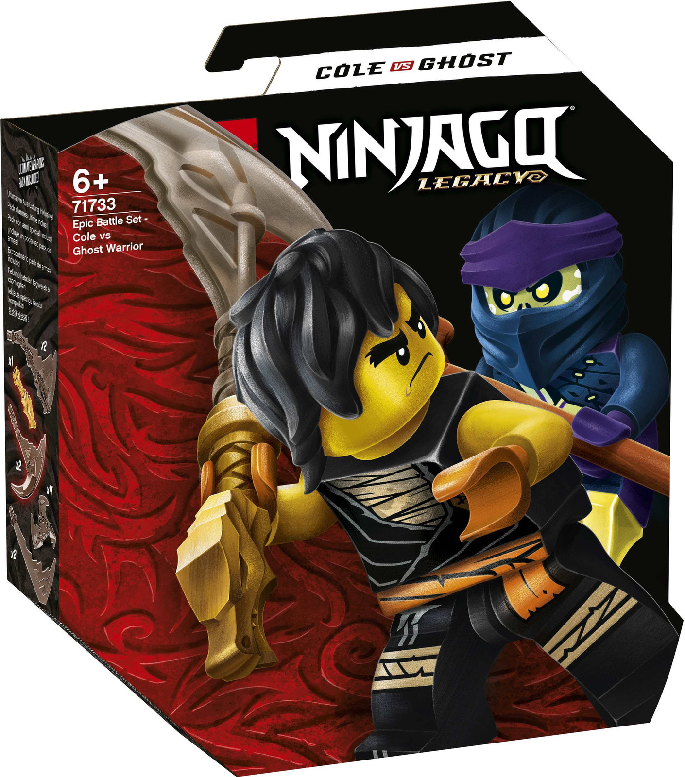 LEGO 71733 NINJAGO Strijdset: Cole versus Geestvechter met draaiend actiefiguur en 2 ninja minifiguren