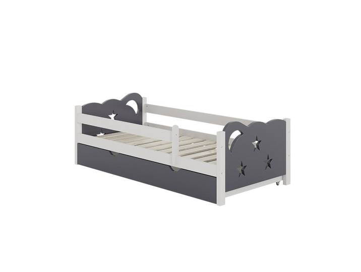 VitaliSpa Kinderbett Jessica Grau 80x160 cm mit Schublade, ohne Matratze, Holzwerkstoff, Rechteckig, 166x53x86 cm, Baby- und Kindermöbel, Kinderzimmer & Jugendzimmer