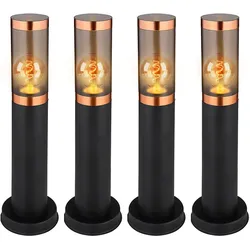 Stehlampe Sockelleuchte Balkon Standleuchte Außenbeleuchtung rauch Kupfer Außen Stehlampe, Edelstahl Kunststoff, 1x E27, DxH 7,6x45 cm, 4er Set