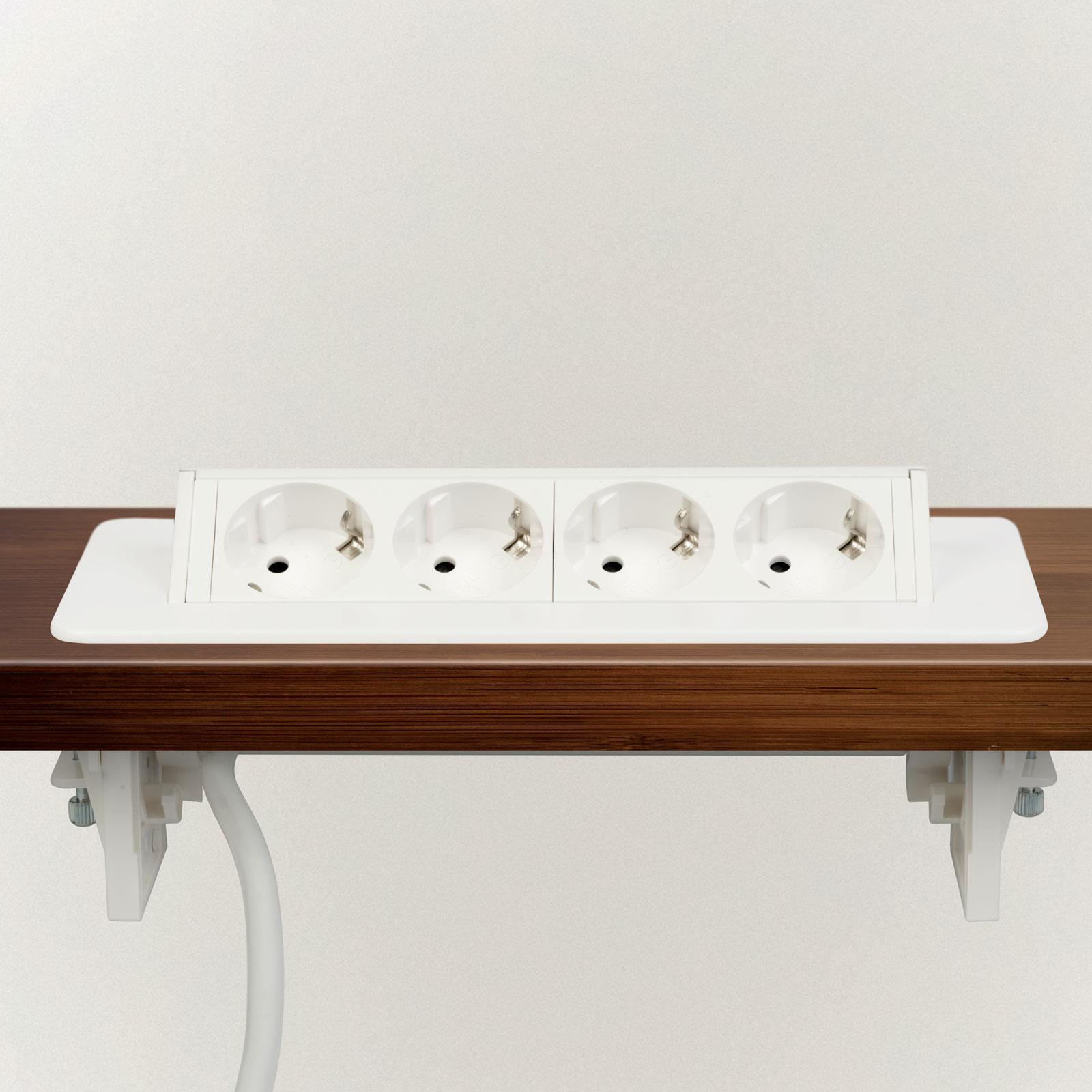 HomeShopXL Inbouwstopcontact Flip-Up 4-voudig met kinderbeveiliging - Wit - 1,5 meter kabel
