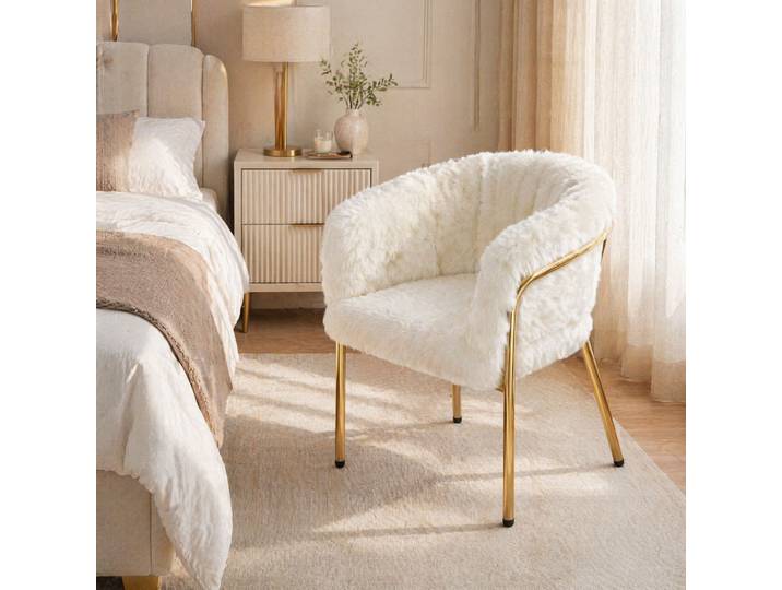 Fauteuil De Loisirs 57 X 57 X 77 Cm Blanc Avec Accoudoirs En Métal Havrya