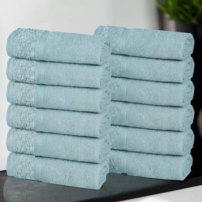 Superior Modern Cotton 12-Piece Face Towel Set - Absorbent Solid Textured Washcloths