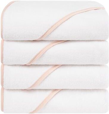 American Soft Linen 100% Cotton Soft Fluffy Hooded Baby Bath Towel Set 4 Piece