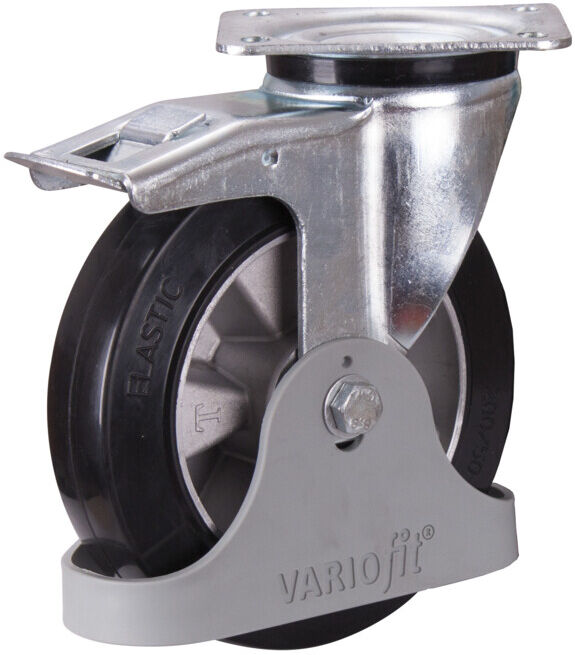 VARIOfit Roue de frein en caoutchouc élastique plein 200 × 50 mm noir (dpg-200.006)