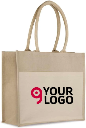 Shopper Save the Planet in iuta e cotone naturale con tasca esterna Personalizzate o neutre