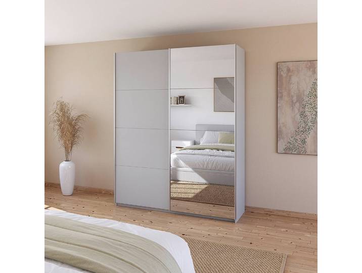 Armoire - Miroir 181cm Gris/Gris soie