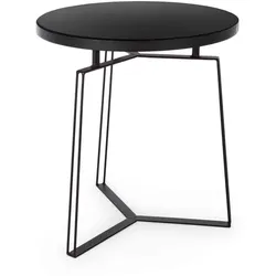 Beistelltisch Zaira aus Stahl und Glas, modern rund, Schwarz, Ø 50 cm, pflegeleicht