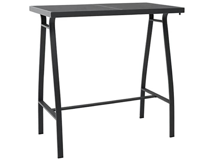 HGKMBRY Garten Bartisch Schwarz 110x60x110 cm Hartglas Stahlgestell, Robust, Stabil, Einfach Zusammenbauen, Für Balkon Terrasse