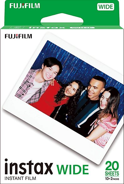 Papel fotográfico - Fujifilm INSTAX Wide ISO 800, Con borde blanco, Pack de 20 fotografías