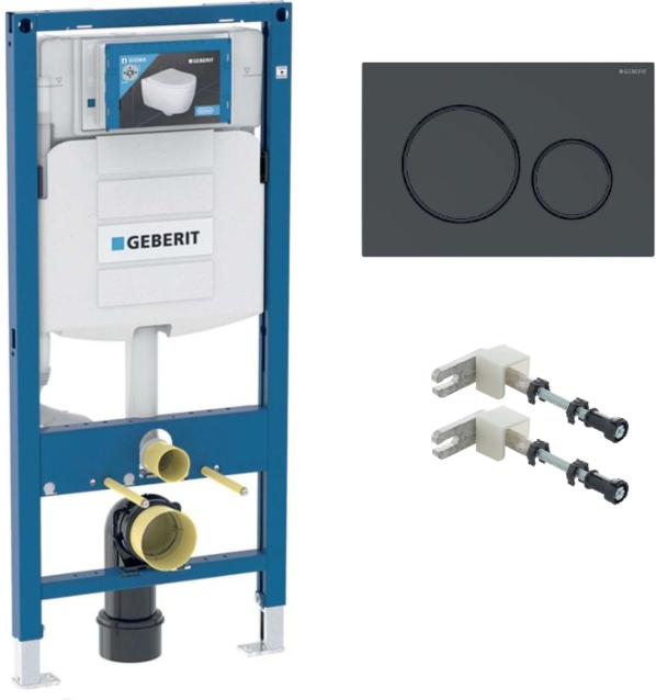 Geberit Duofix Sigma WC Montageelement Set  mit Sigma 20 Betätigungsplatte schwarz
