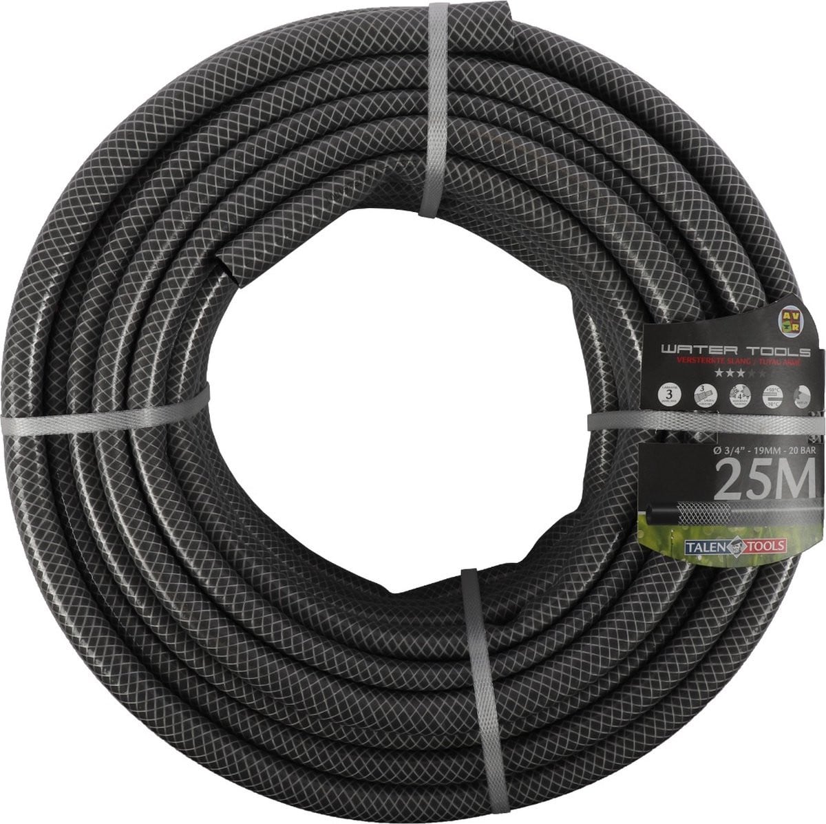 Talen Tools Versterkte Tuinslang 1/2 inch - 25 meter - Grijs
