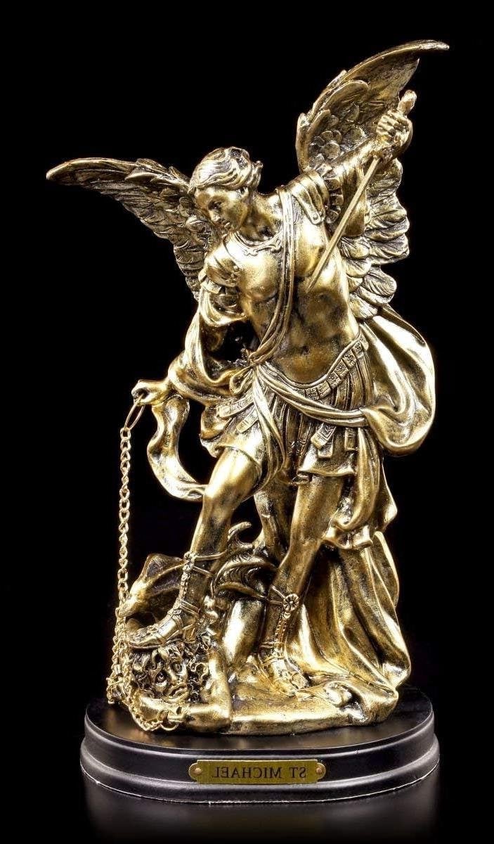Erzengel Michael Figuur - Goud Engel Beeld - Religieuze Decoratie - Hoogte: 21,5 cm