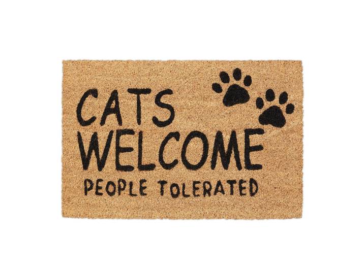 Kokos Fussmatte Cats Welcome Beige-Schwarz