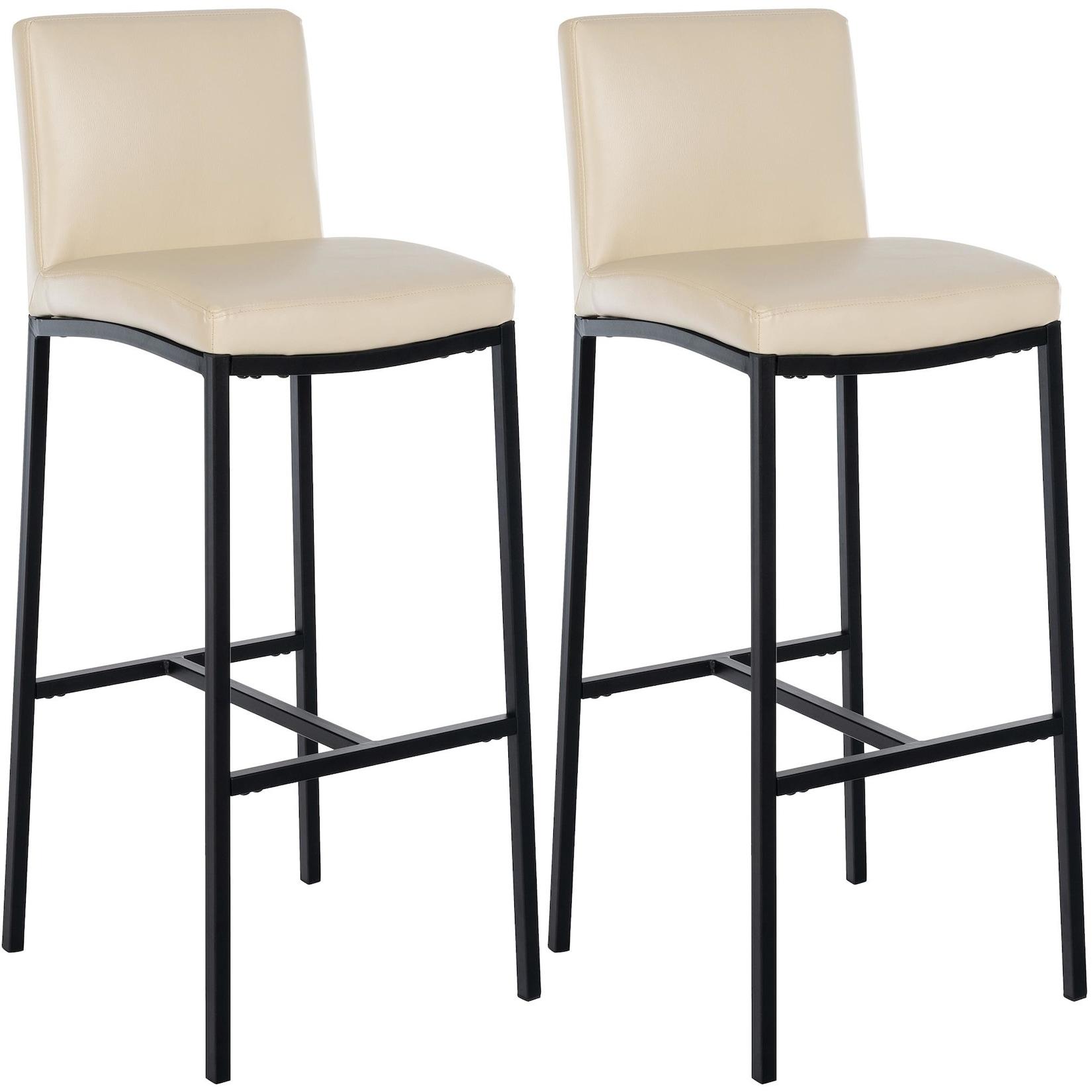 CLP Barhocker 2er Set mit Lehne Freeport, Barstühle gepolstert, moderne Tresenstühle mit Metallgestellen matt-schwarz und Fußablagen