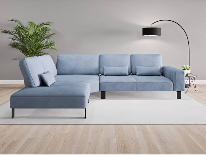Ecksofa Tokio Nr. 3 links - Blau (Jeansblau) - Vintage Velours