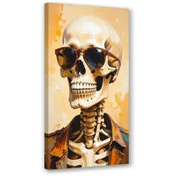 LEINWANDBILD Schädel mit Brille 60x120cm