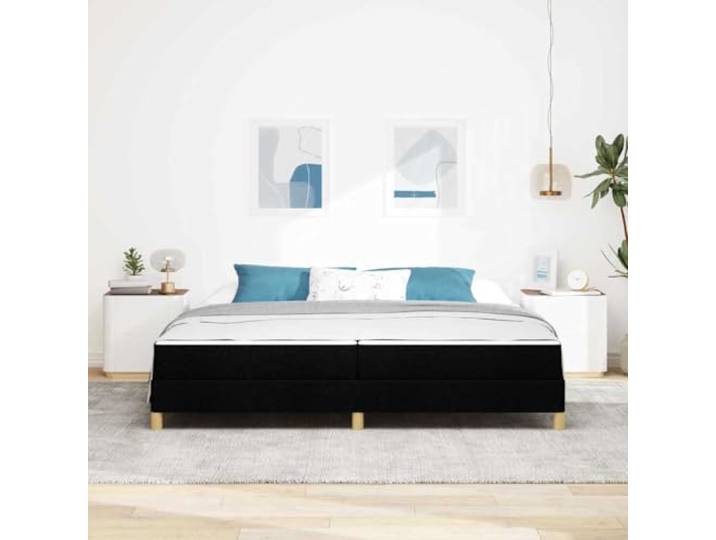 KTHLBRH Boxspringbett mit Matratze schwarz 200 x 200 cm Stoffbezug aus technischem Holz, modernes Design, für Schlafzimmer