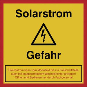 SafetyMarking Hinweisschild ISO 7010 W012, Folie, 12,5 x 12,5 cm, Achtung Gefahr Solarstrom
