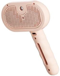 Inspired Living SteamGlow 3 in 1 Pet Grooming Brush Pet Grooming Brush, Steam Cat Brush & Hair Removal Comb pink