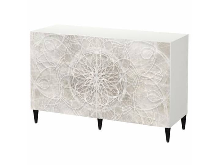 LUMASOUL Kommode weiß mit bedruckte Türen 120x75 cm Mandala Designer Sideboard für Wohnzimmer & Schlafzimmer & Flur
