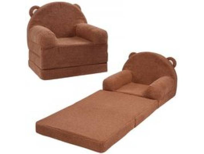 VEVOR Fauteuil pour enfants pliable, canapé pour enfants 2 en 1, en éponge 25D haute densité souple et confortable et housse en tissu velours flocon de neige, pour se reposer, salle de jeux, marron