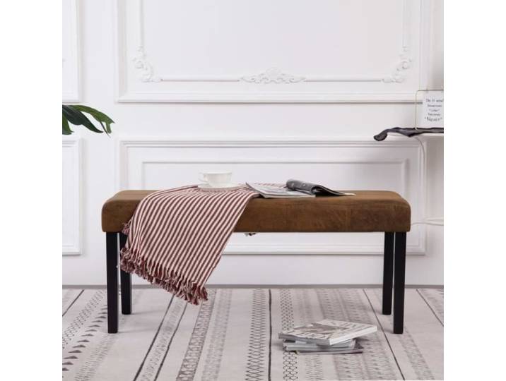 Banc 106 cm Marron Similicuir daim