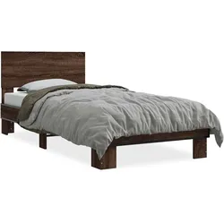 vidaXL Bettgestell Braun Eichen-Optik 75x190 cm Holzwerkstoff Metall