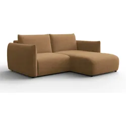 ECKSOFA TAUER 3-Sitzer RECHTS, Bouclé-Stoff braun