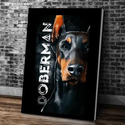 Inspire Curations Black Doberman & Woman Canvas Wall Art Modern Doberman Dog Painting Poster black6 21x30cmframeless