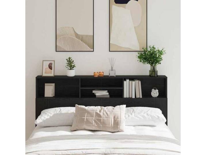 Neuf& 766 Noir Accessoire de lit - - Cabinet de Tête de Lit Chêne noir Bois d'ingénierie - pour chambre（1parcel）