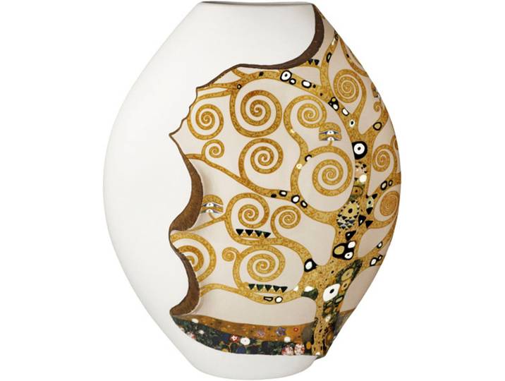 Dekovase GOEBEL Gustav Klimt - Der Lebensbaum , gold (bunt), B:24,5cm H:31cm T:15cm, Porzellan, Vasen, Dekovase, Limitiert auf 1.000 Stück, mit Zertifikat