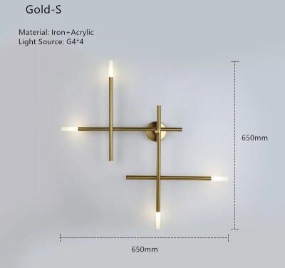 Inspired Finds Nordic Cross Line LED Wall Lamp Modern Minimalist Art Sconce gold S cold Light