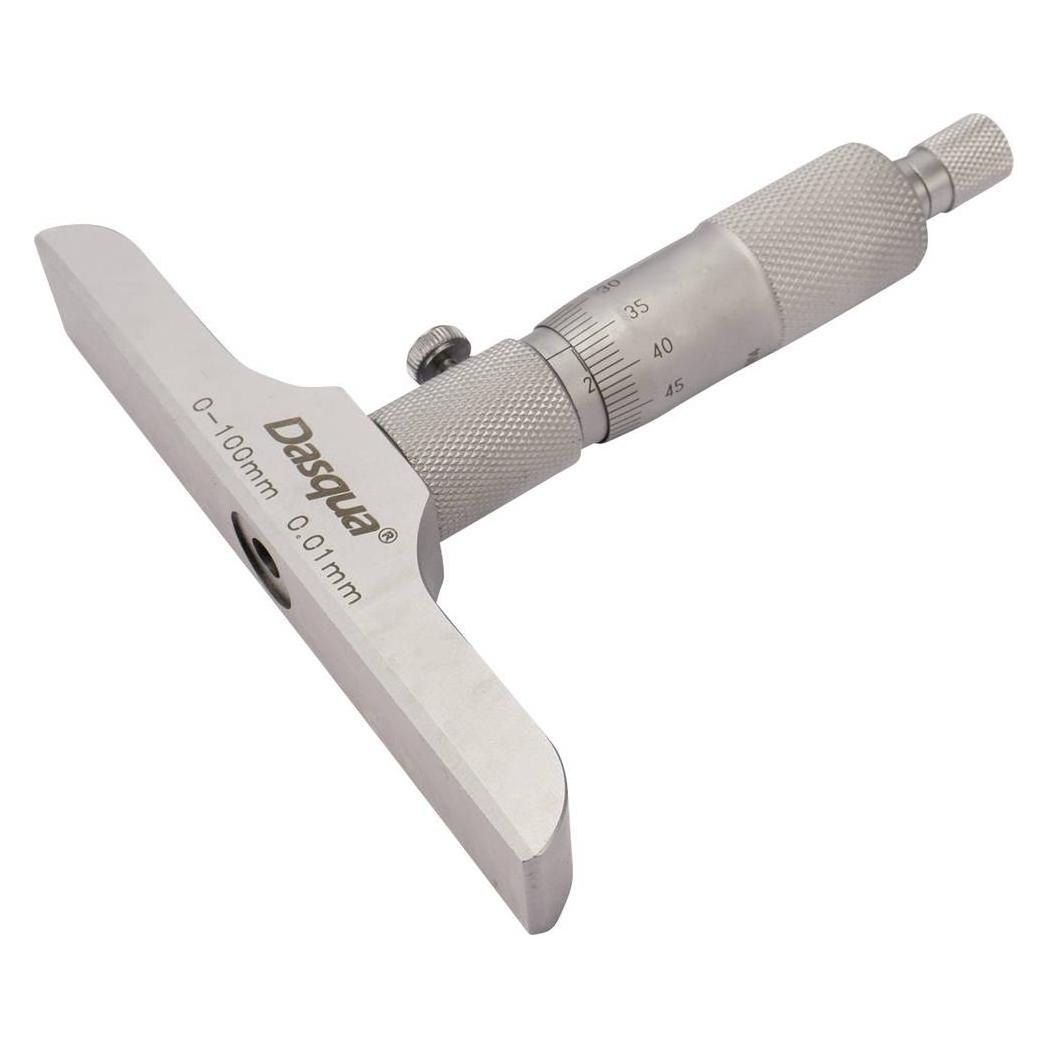 Dasqua 4611-8120 Tiefenmikrometer mit austauschbarer Stange 100mm (max) Ablesung: 0.01mm (4611-8120)