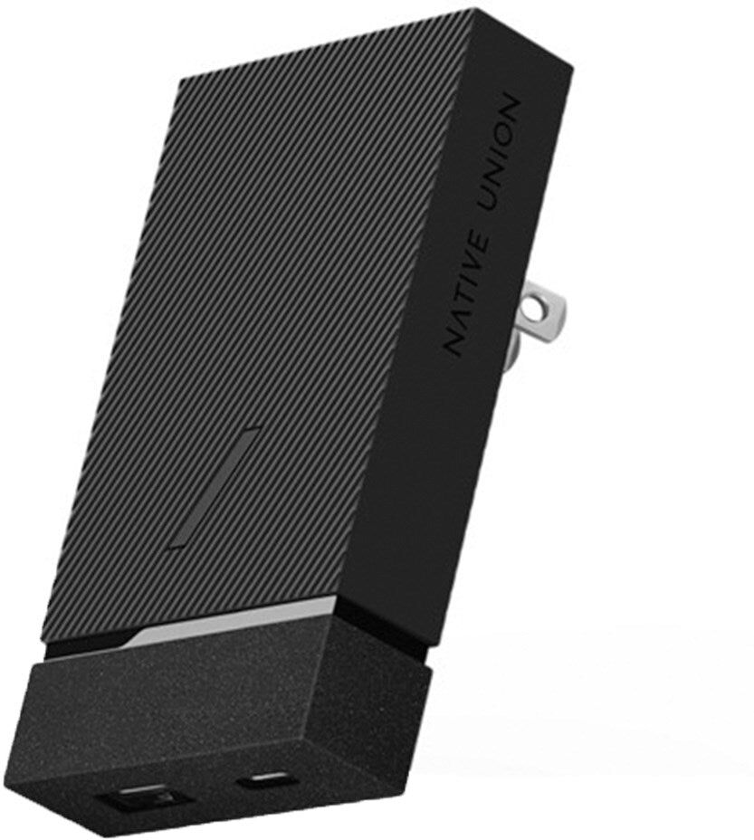 Native Union Smart Hub 20W Vægoplader / Rejseadapter m. USB-A & USB-C - Sort