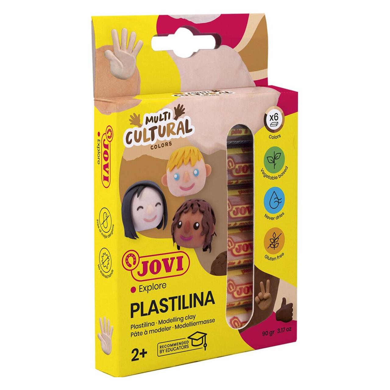 Jovi Knete PLASTILINA farbsortiert, 6 Farben je 15,0 g (90/6M)