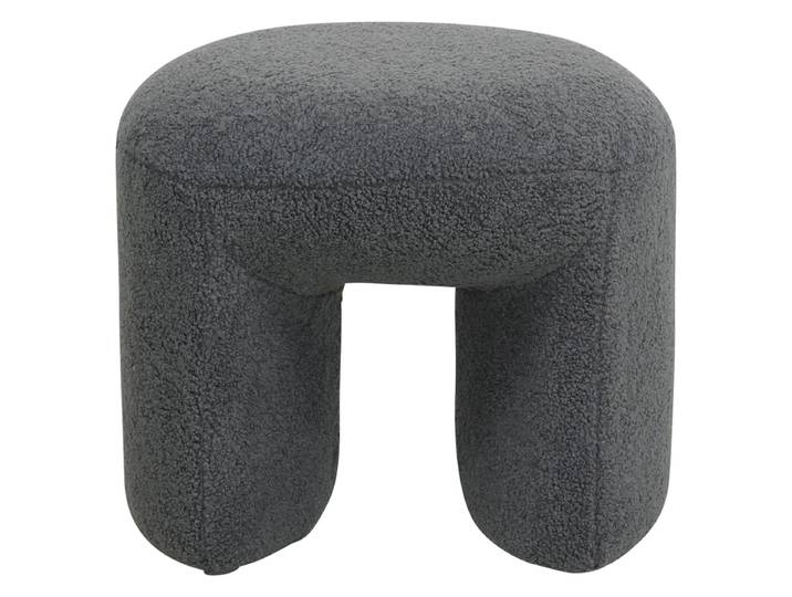 Pouf tissu effet laine bouclette gris bleu
