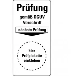 Dreifke® Mini-Grundplakette Prüfung DGUV Vorschrift, nP, ökologische Folie, 20x40mm, 16/Bogen