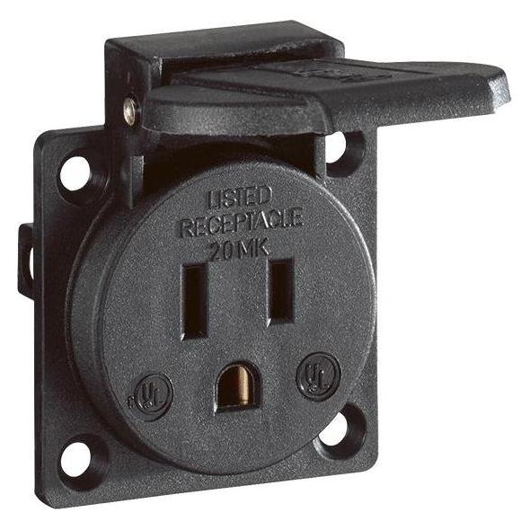 ABL Einbausteckdose USA / Kanada, schwarz, 125 V/15 A (UL12500)