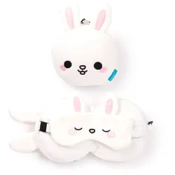 Relaxeazzz Adoramals Frances the Rabbit Hase Plüsch Reisekissen & Schlafmaske